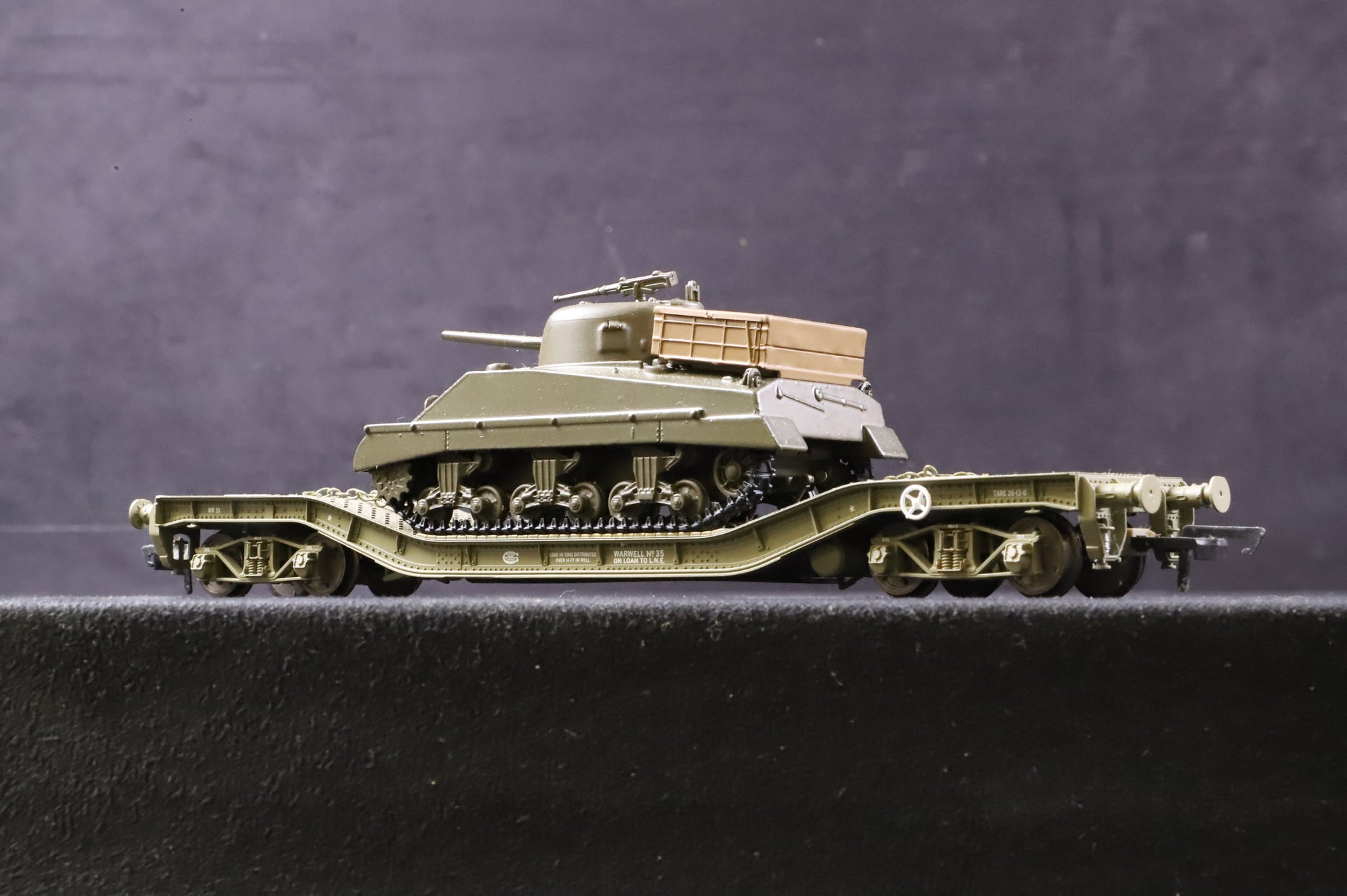 Oxford Rail OO OR76WW006C KWA Warwell No.35 w/ Sherman Tank No.95537