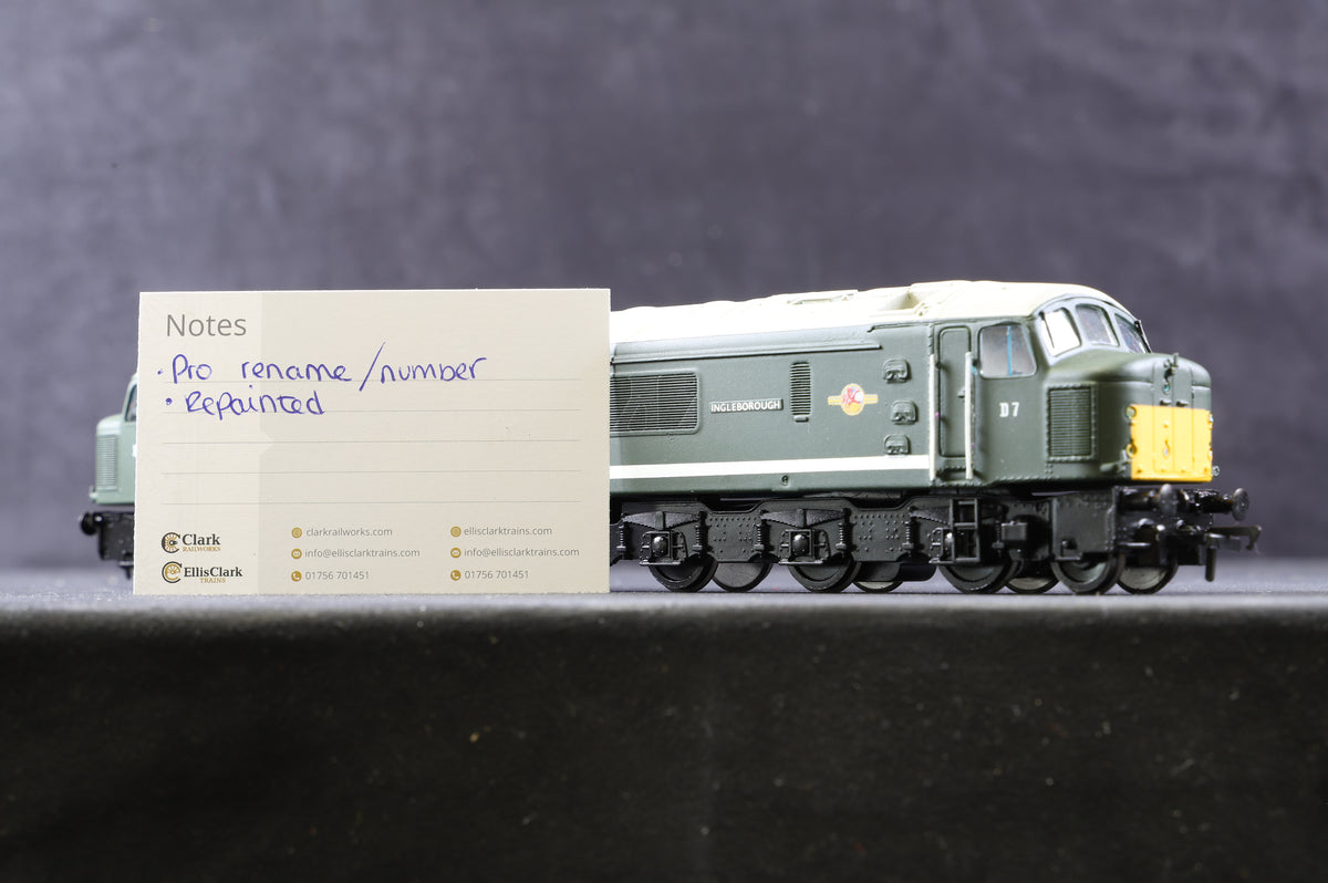 Bachmann OO 32-652 Class 44 Diesel &#39;D7&#39; &#39;Ingleborough&#39; BR Green L/C, Pro Repaint/ Number &amp; Name, DCC Fitted