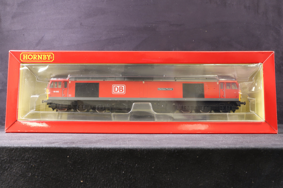 Hornby OO R3885 DB Cargo UK Class 60 Co-Co &#39;Stainless Pioneer&#39; &#39;60062&#39;, DCC Sound
