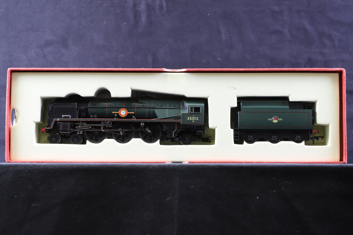 Hornby R1038 Merchant Navy Class &#39;United States Lines&#39; &#39;35012&#39; BR Green L/C &amp; 3 Pullman Coaches Split From Orient Express