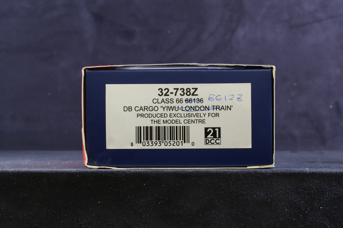 Bachmann OO 32-738Z Class 66 &#39;66128&#39; DB Cargo Renumbered, DCC Sound
