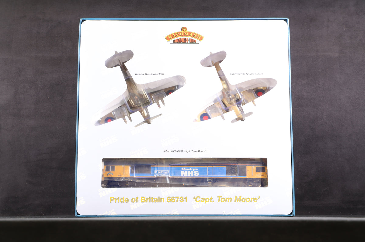 Bachmann OO 32-980KSF Pride of Britain Train Pack &#39;66731&#39; &#39;Captain Tom Moore&#39;, Bachmann Collectors Club Excl., DCC Sound