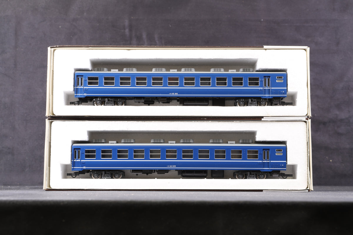 Kato HO Rake Of 7 &#39;Oha 12&#39; Coaches Blue, Inc. 4 x 1-501, 2 x 1-501 &amp; 1 x 1-503