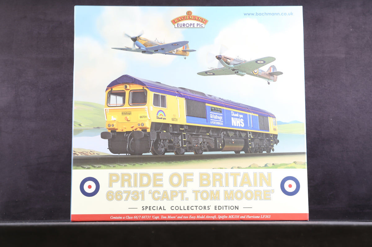 Bachmann OO 32-980KSF Pride of Britain Train Pack &#39;66731&#39; &#39;Captain Tom Moore&#39;, Bachmann Collectors Club Excl., DCC Sound