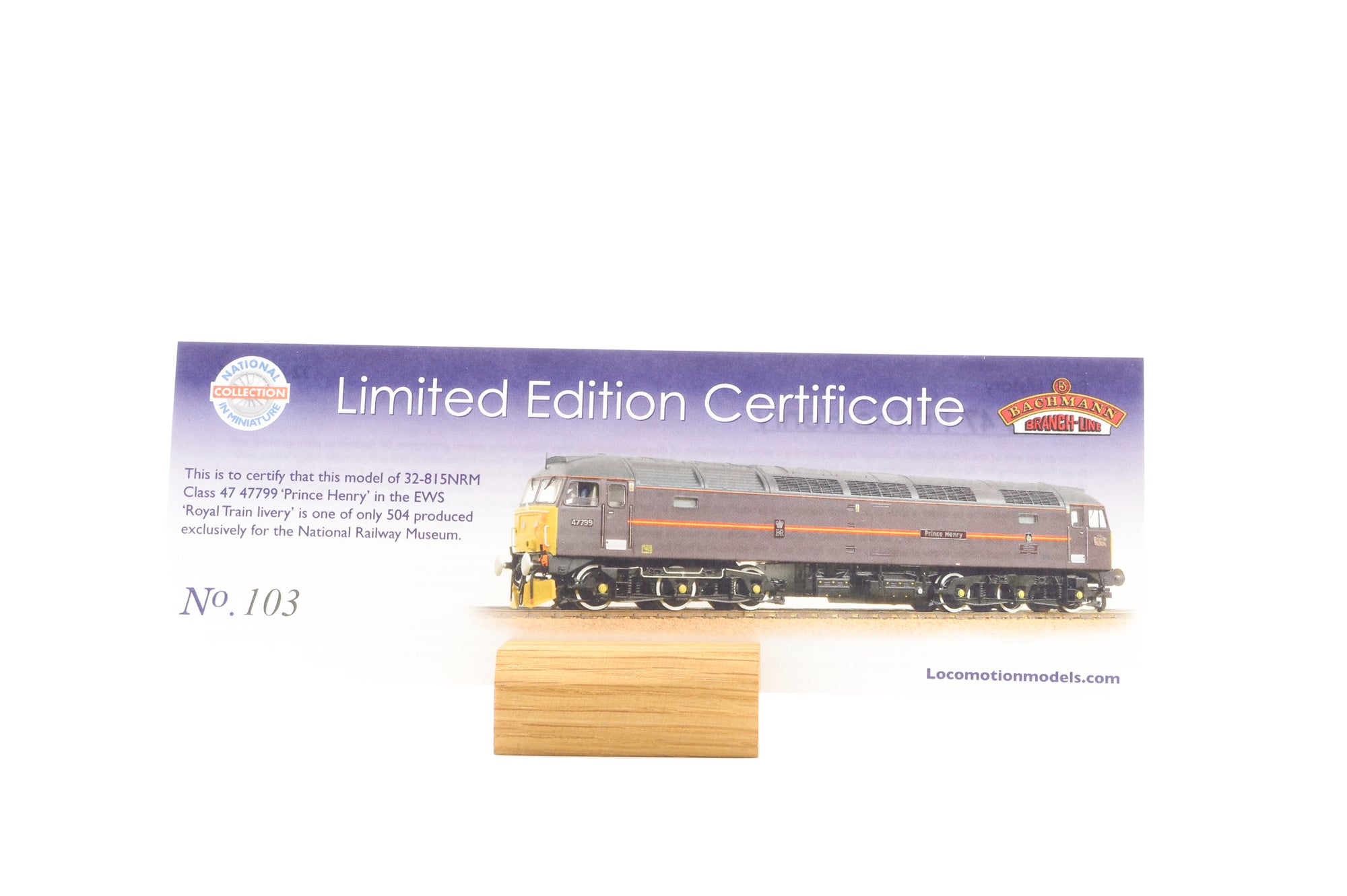 Bachmann OO 32-815NRM Class 47 '47799' 'Prince Henry' EWS Royal Claret, Excl. NRM