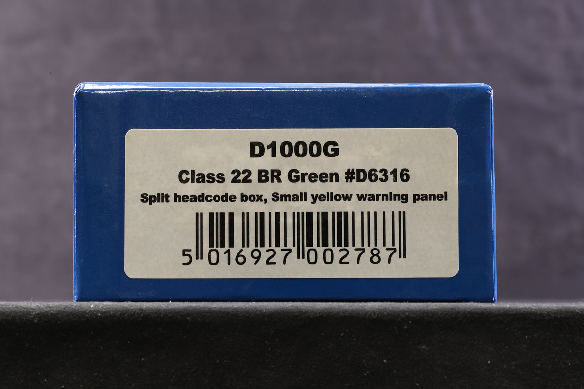 Dapol OO D1000G Class 22 BR Green &#39;D6316&#39; Split Headcode Box, Small Yellow Warning Panel