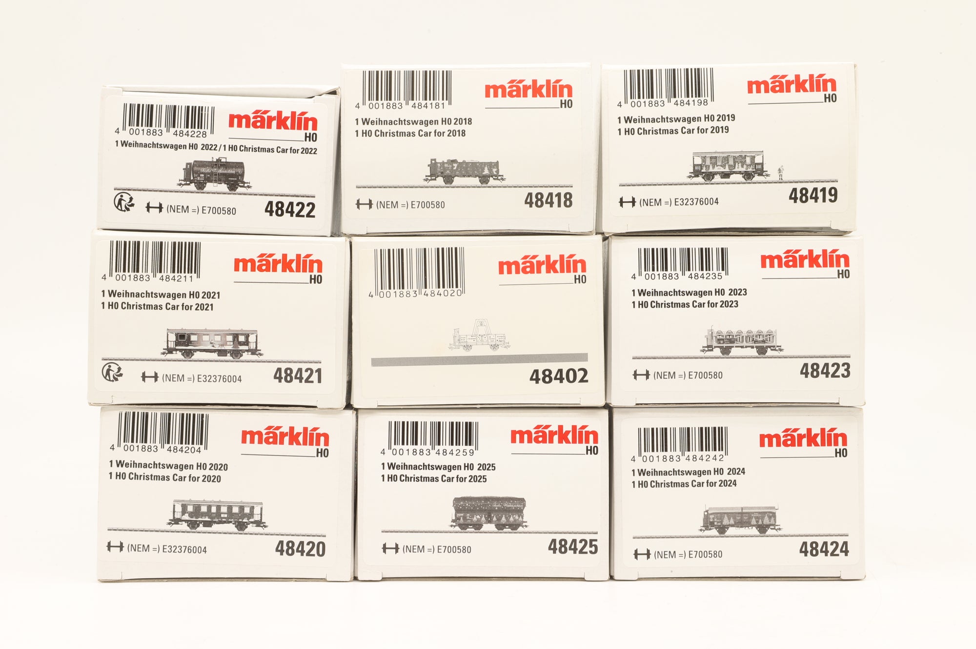 Marklin HO Rake of 9 Christmas Wagons