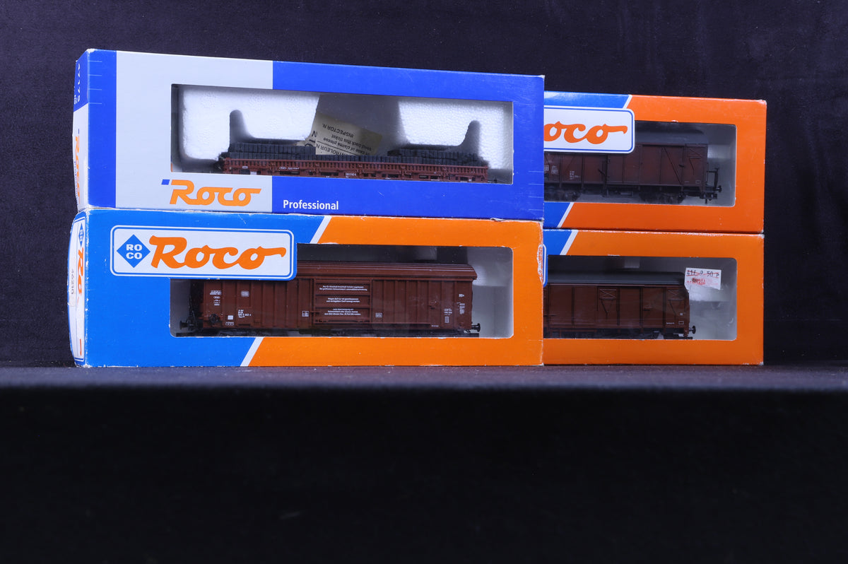 Roco HO 46408/6408/6839/7175 Rake of 4 Assorted Wagons in DB Bauxite
