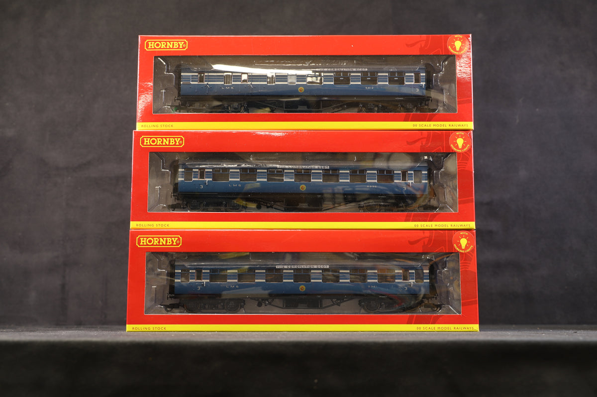 Hornby OO Full Set Of 9 LMS Stanier Coronation Scot Blue Coaches
