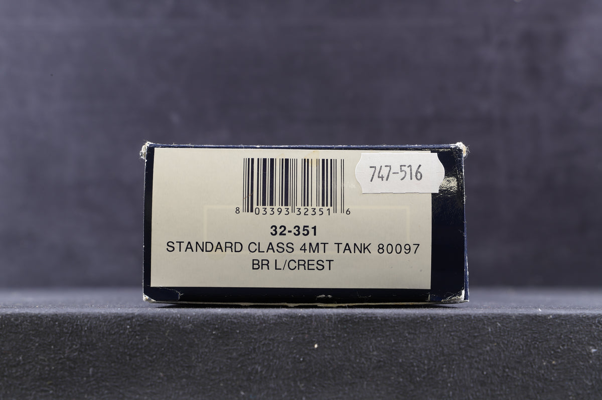 Bachmann OO 32-351 Standard Class 4MT Tank &#39;80097&#39; BR Late Crest