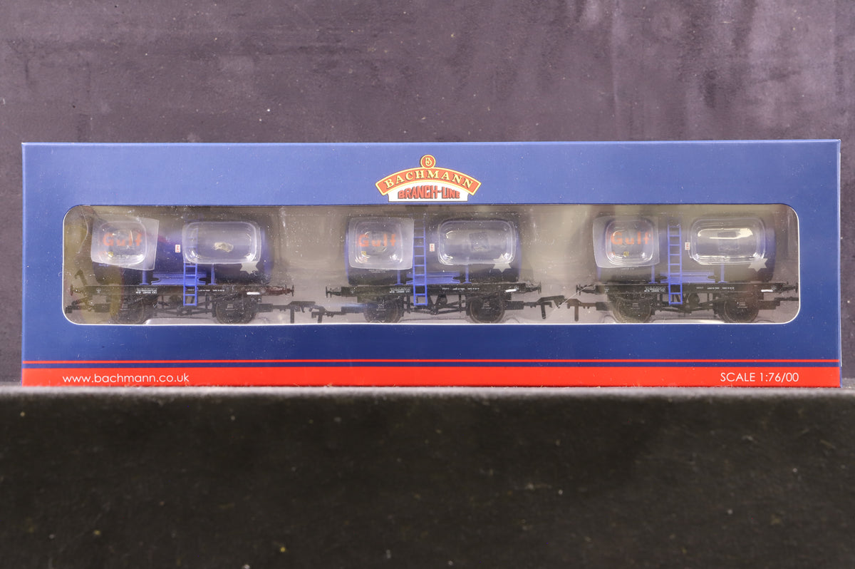 Bachmann OO 38-776Z Pack Of 3 14T Anchor Mounted Tank Wagons Gulf Excl. TMC