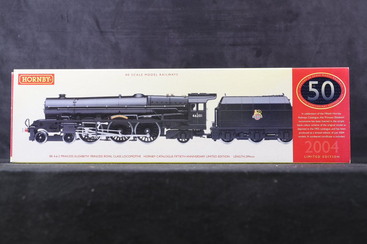 Hornby OO R2426 Princess Royal Class 4-6-2 &#39;46201&#39; &#39;Princess Elizabeth&#39; BR Plain Black E/C Ltd Ed 1512/ 2004