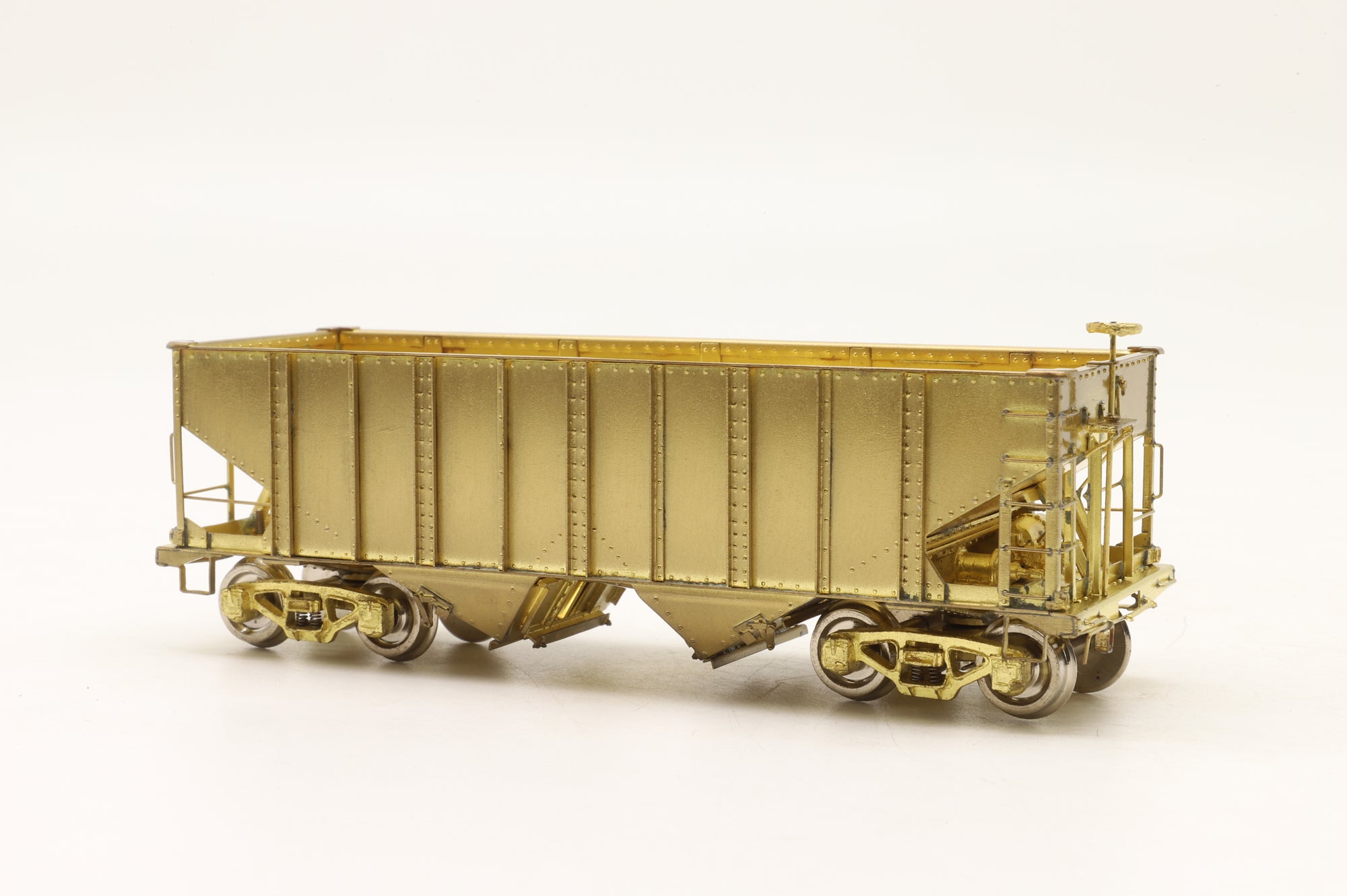 Rail Works Ltd HO Brass R-133 2-Bay Open Hopper – Unpainted Brass