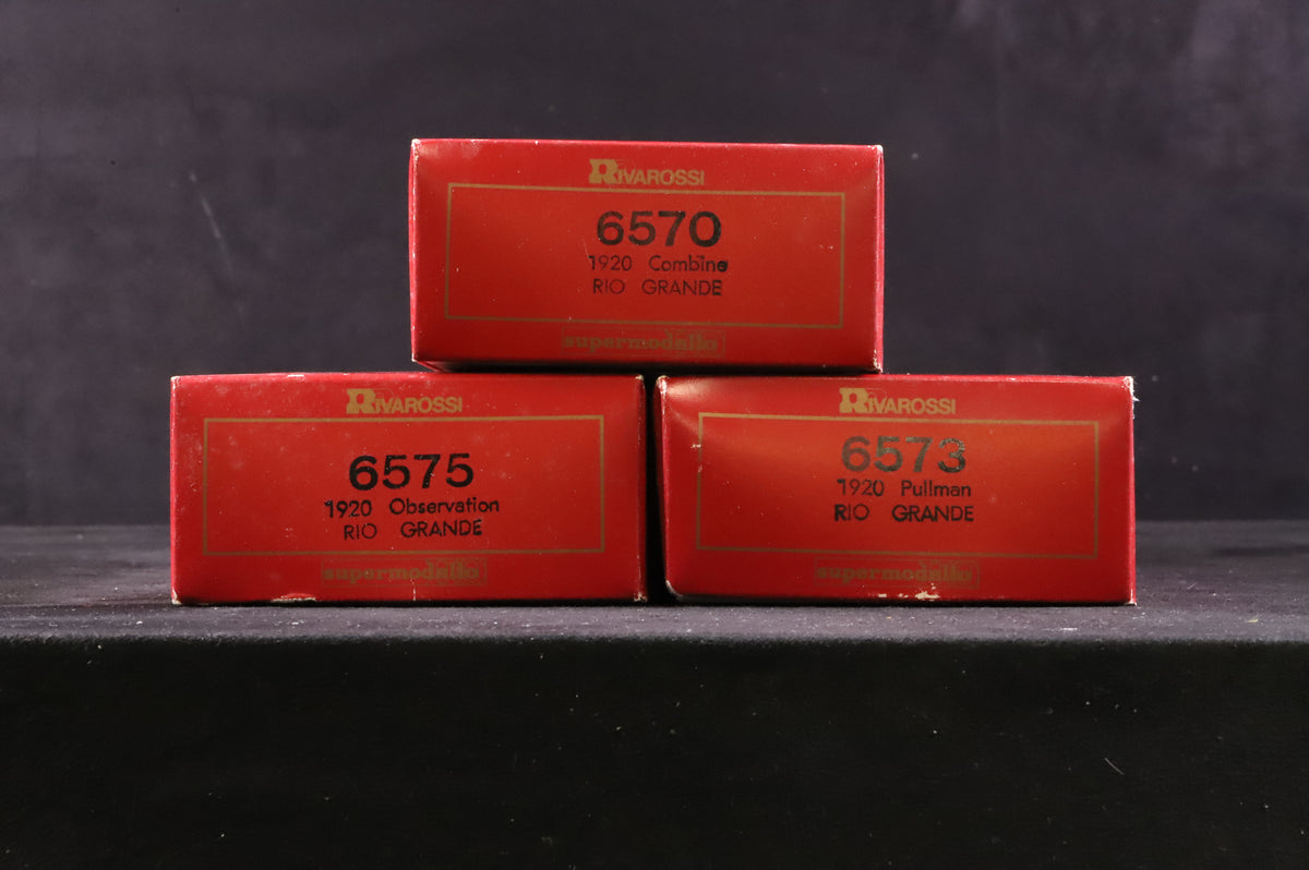 Rivarossi HO Rake Of 3 Rio Grande 1920 Caoches Inc. 6573, 6575 &amp; 6570