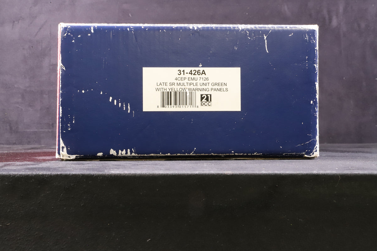 Bachmann OO 31-426A 4CEP EMU 7126 Late SR Multiple Unit Green With Yellow Waning Panels