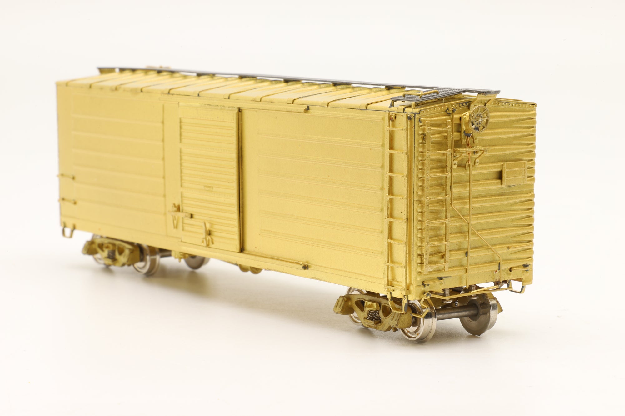 N J International HO Brass Milwaukee Road Ribbed Box Car 40ft Single Door Unpainted