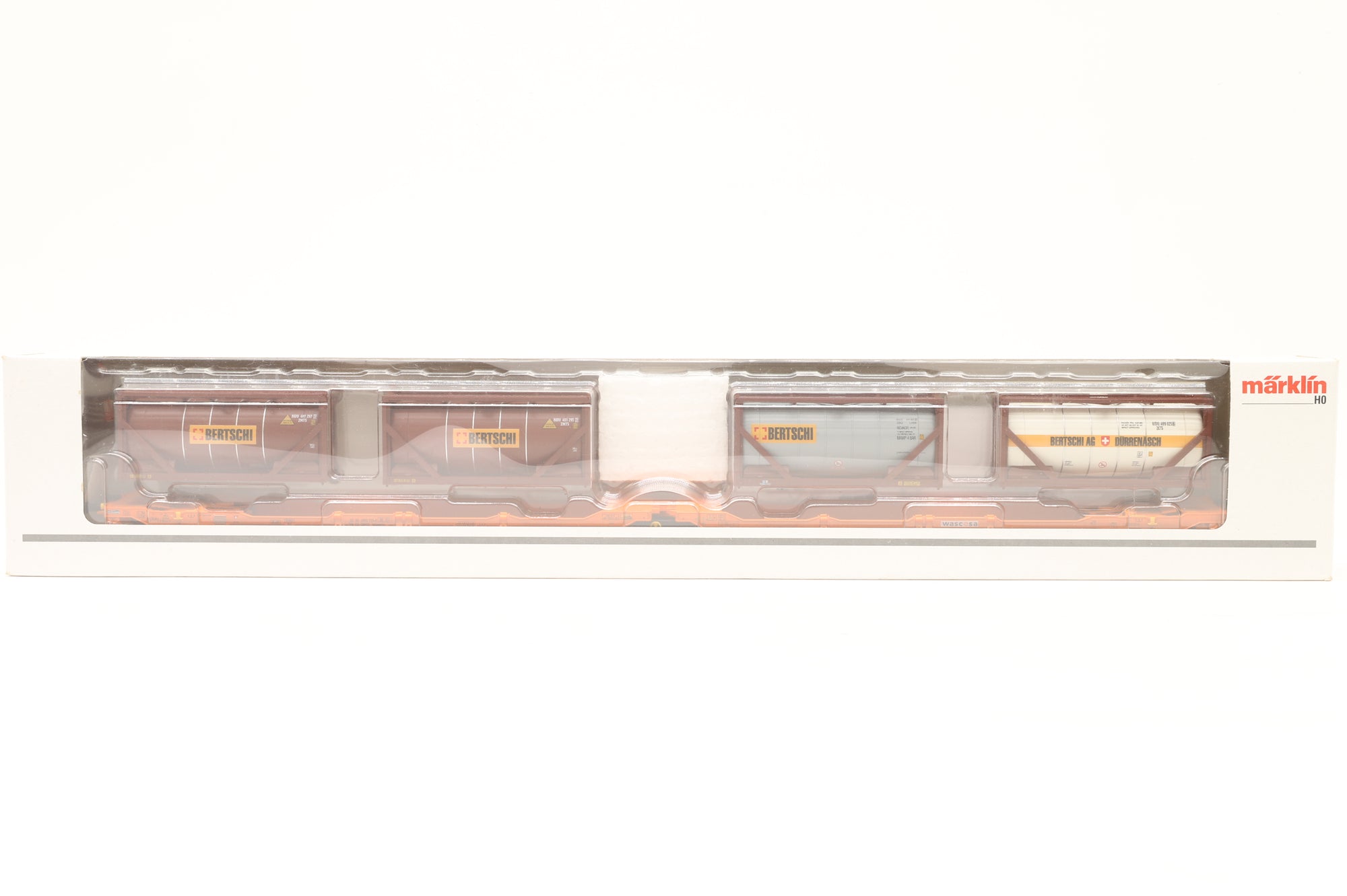 Marklin HO 47471 Twin Flat Heavy Freight Cars With Four Containers