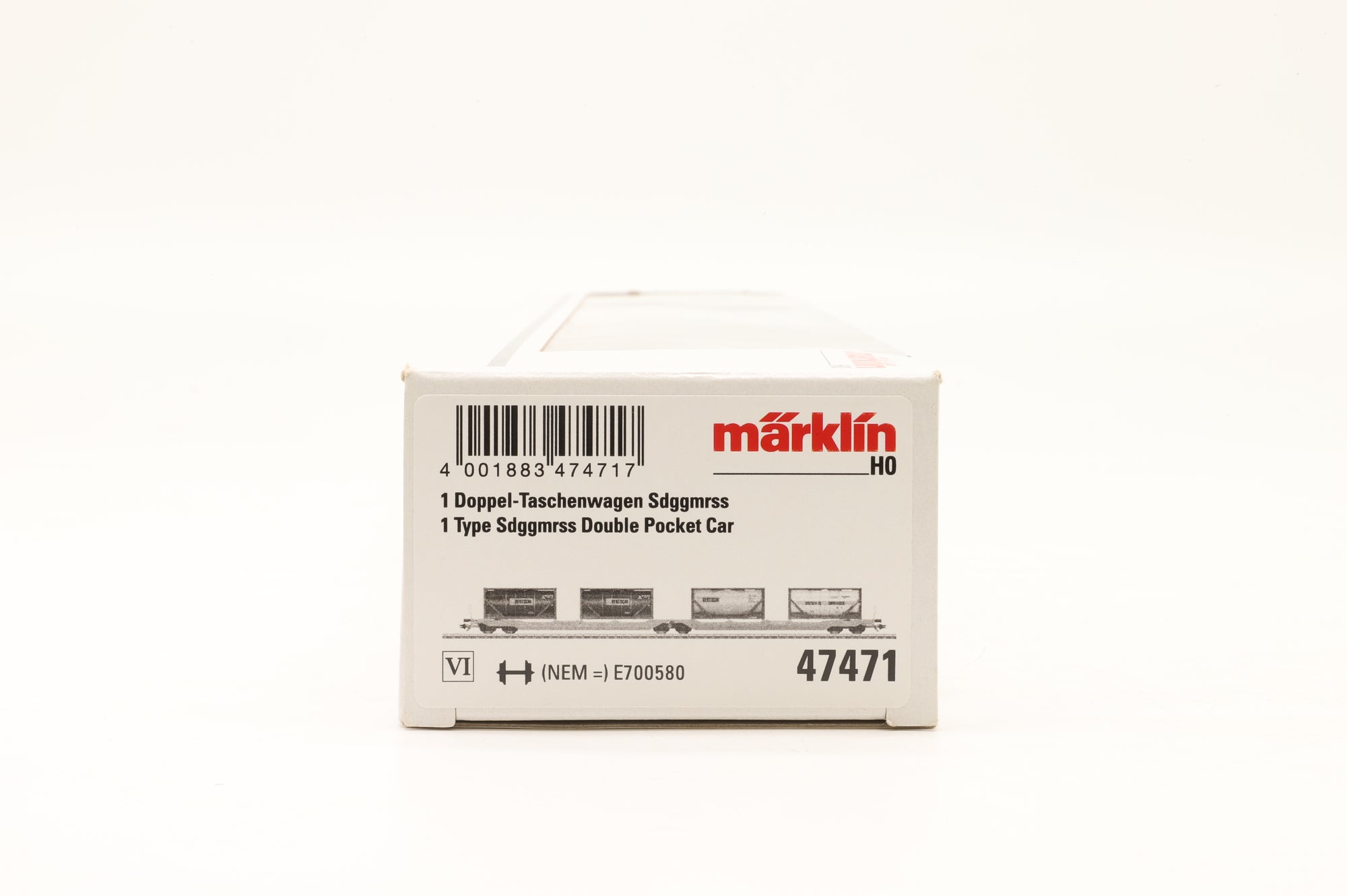Marklin HO 47471 Twin Flat Heavy Freight Cars With Four Containers