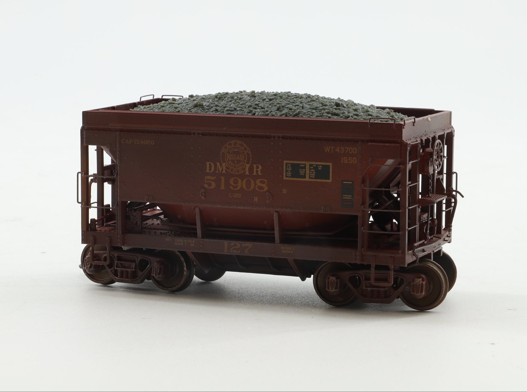 MTH HO 80-90097 Duluth Missabe & Iron Range 70T Centre Discharge Low, Extension Ore Car, 4-Car Set Mini-Quad Set, Pro-Weathered