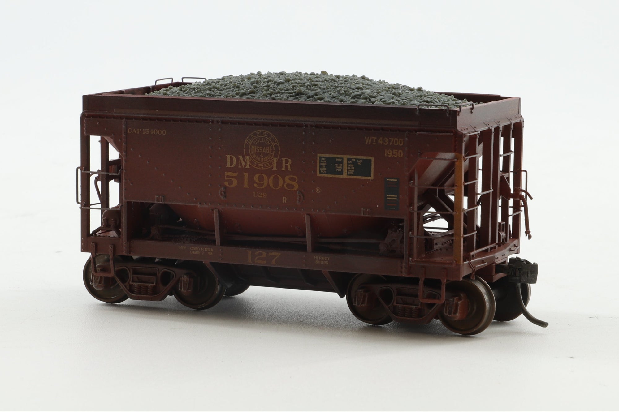 MTH HO 80-90097 Duluth Missabe & Iron Range 70T Centre Discharge Low, Extension Ore Car, 4-Car Set Mini-Quad Set, Pro-Weathered