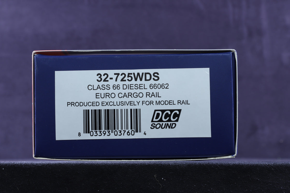Bachmann OO 32-725WDS Class 66 66062 in Ex-EWS Euro Cargo Rail Livery - DCC Sound