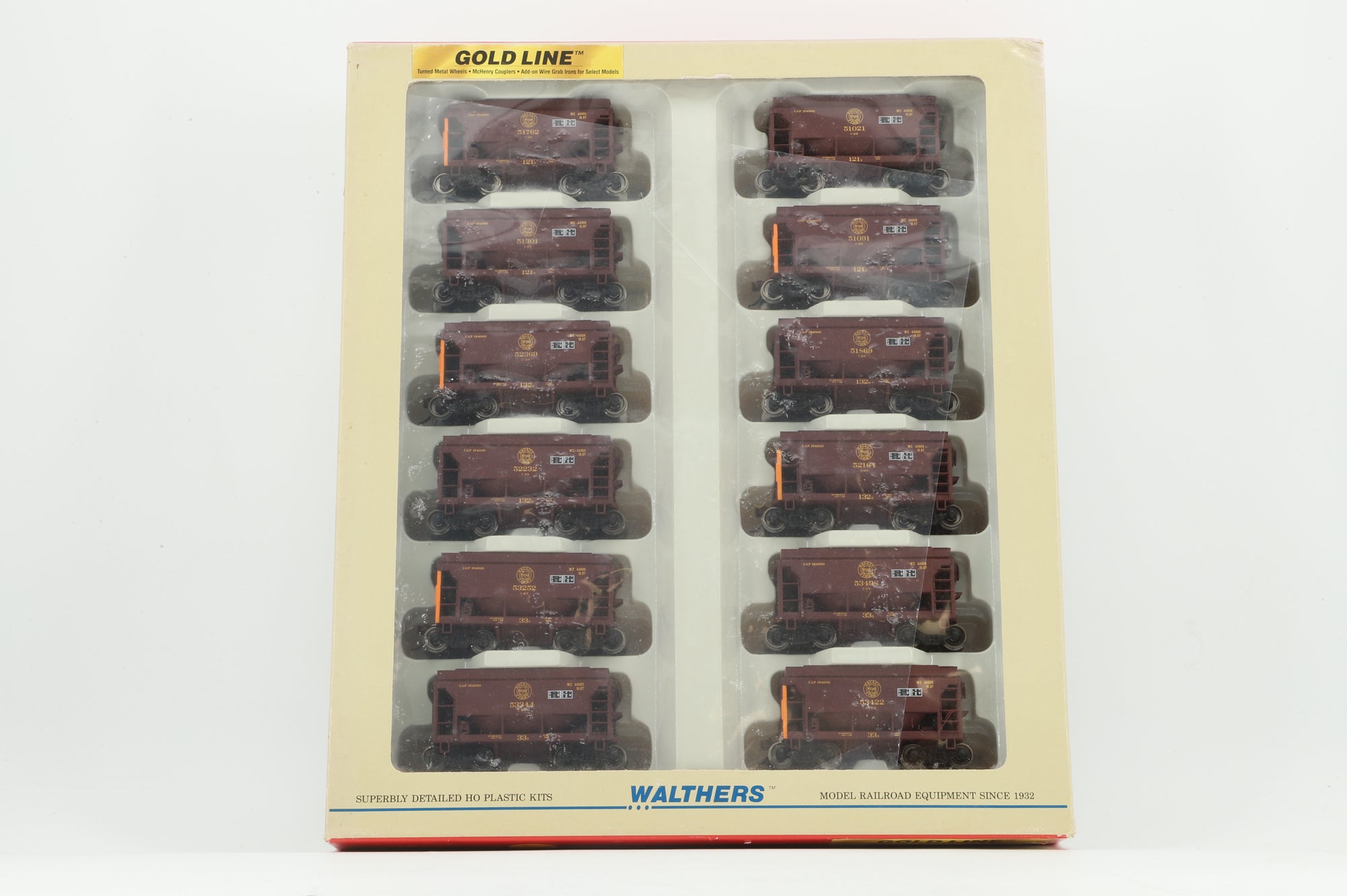 Walthers HO 932-4558 12-Pack of Taconite Ore Cars in DMIR Brown/Yellow