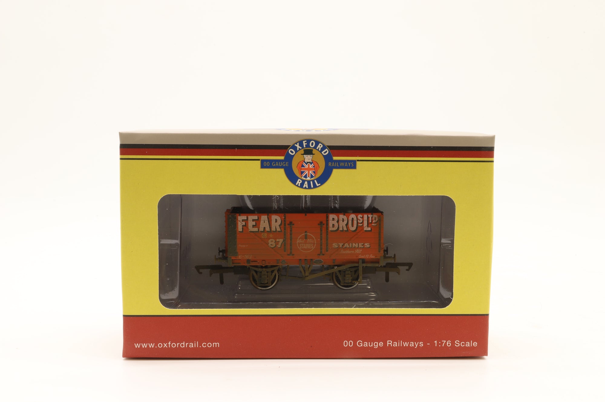 Oxford OO OR76MW7029 Triple Pack of Fear Bros/Leamington/Welford 7-Plank Wagons – Weathered