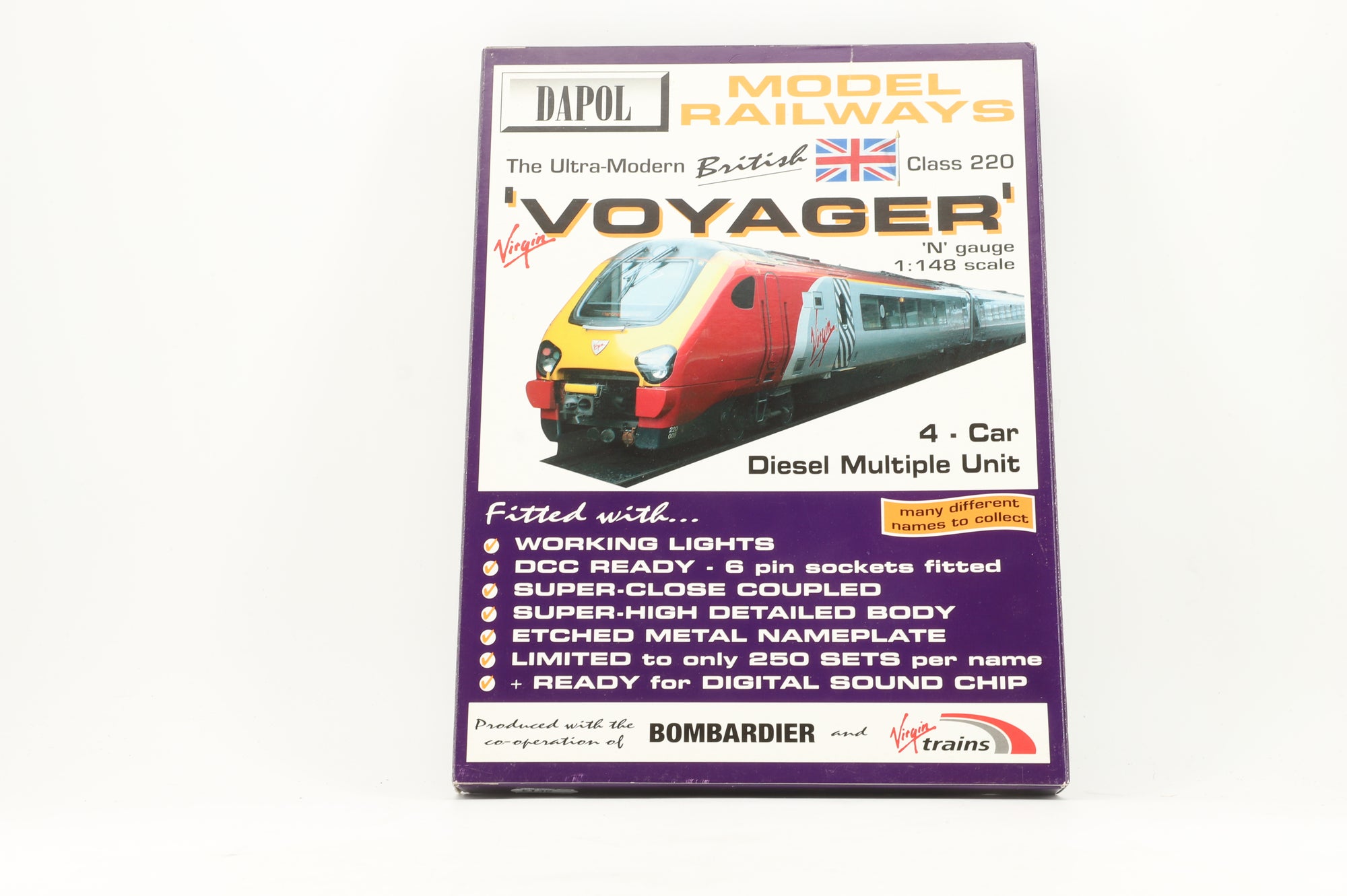 Dapol N ND-063C Class 220 4 Car Forth Voyager DMU '220 002', Virgin Trains livery