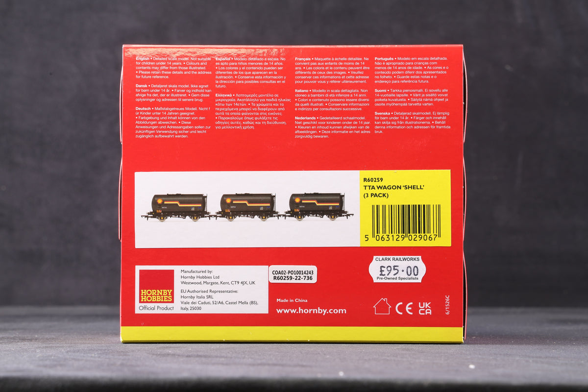 Hornby OO R60259 Pack Of 3 TTA Wagons &#39;Shell&#39; Inc &#39;65712, 65713 &amp; 65714&#39;