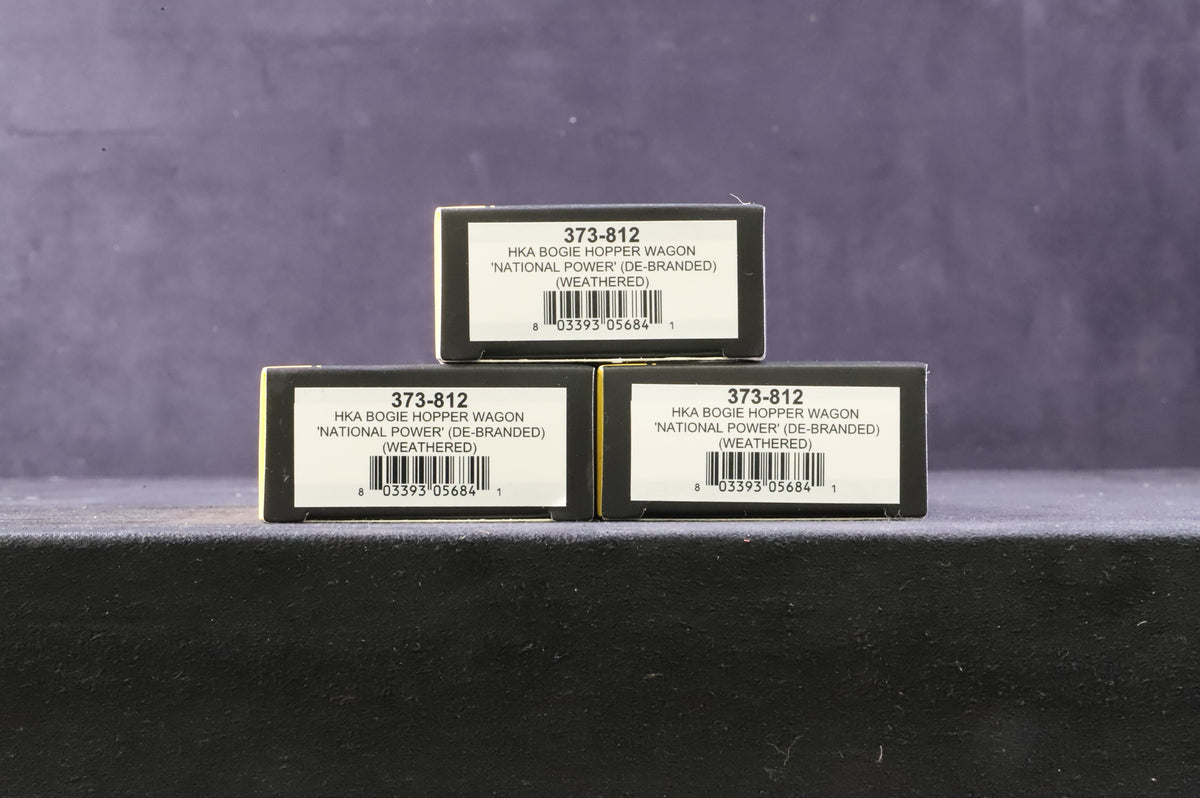 Graham Farish N 373-812 Rake Of 3 HKA Bogie Hopper Wagons National Power De-Branded Weathered