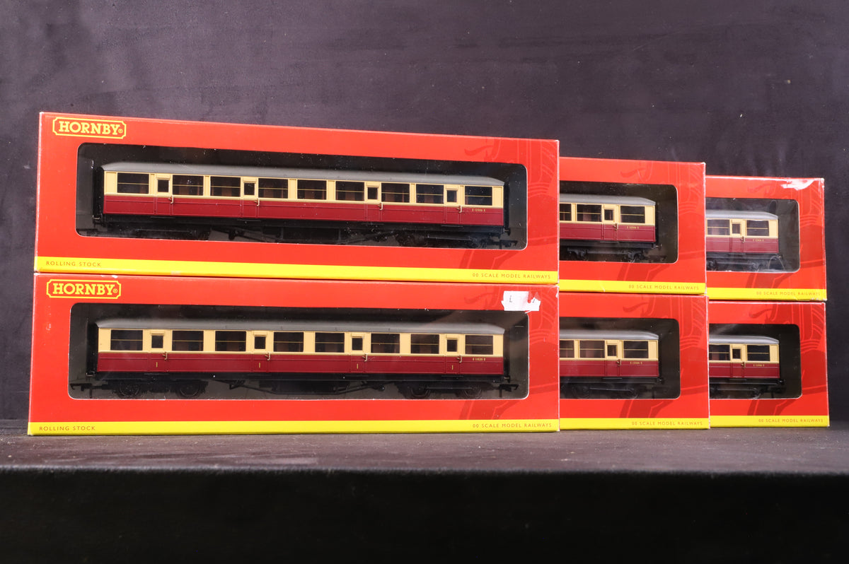 Hornby OO Rake Of 6 Gresley BR Crimson &amp; Cream Coaches Inc. R4179A &amp; R4180x5