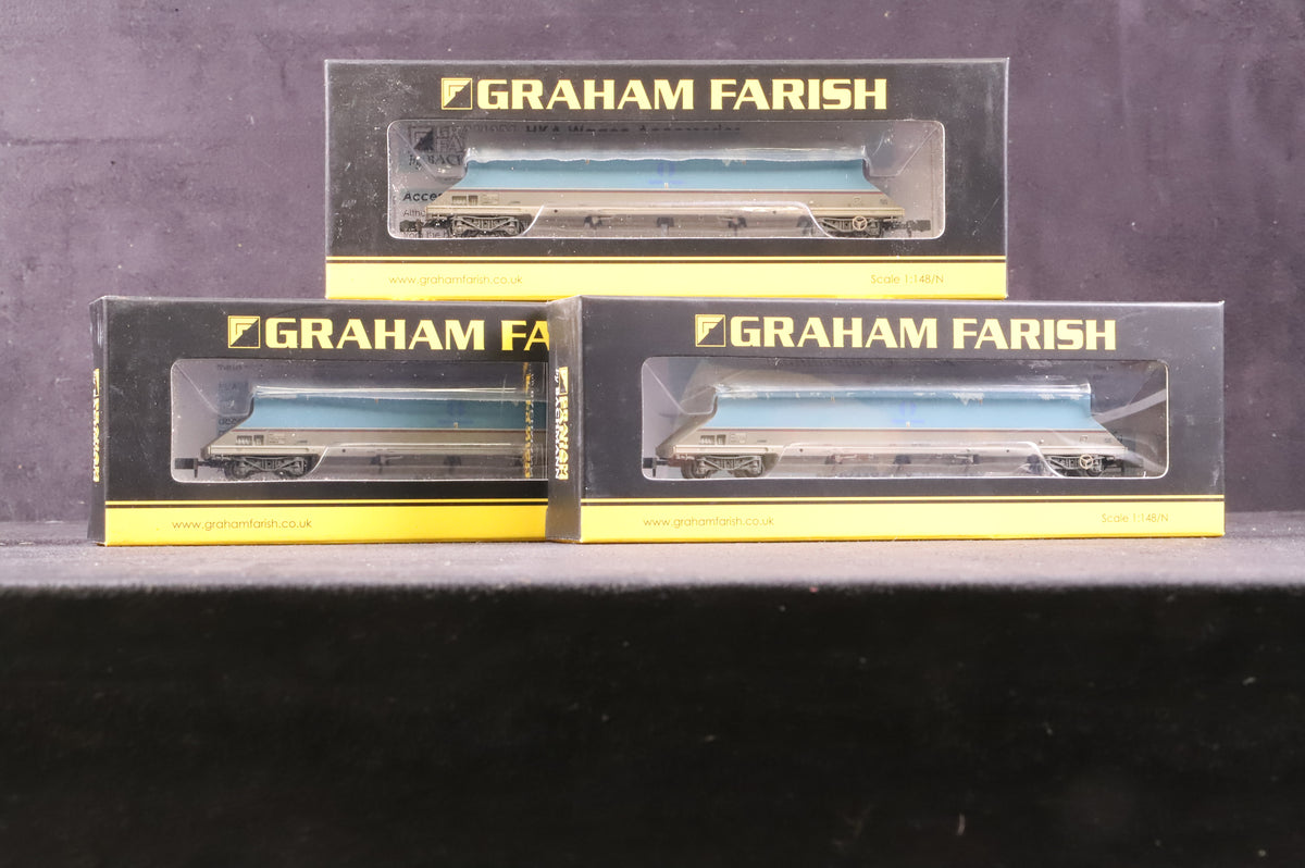 Graham Farish N 373-812 Rake Of 3 HKA Bogie Hopper Wagons National Power De-Branded Weathered