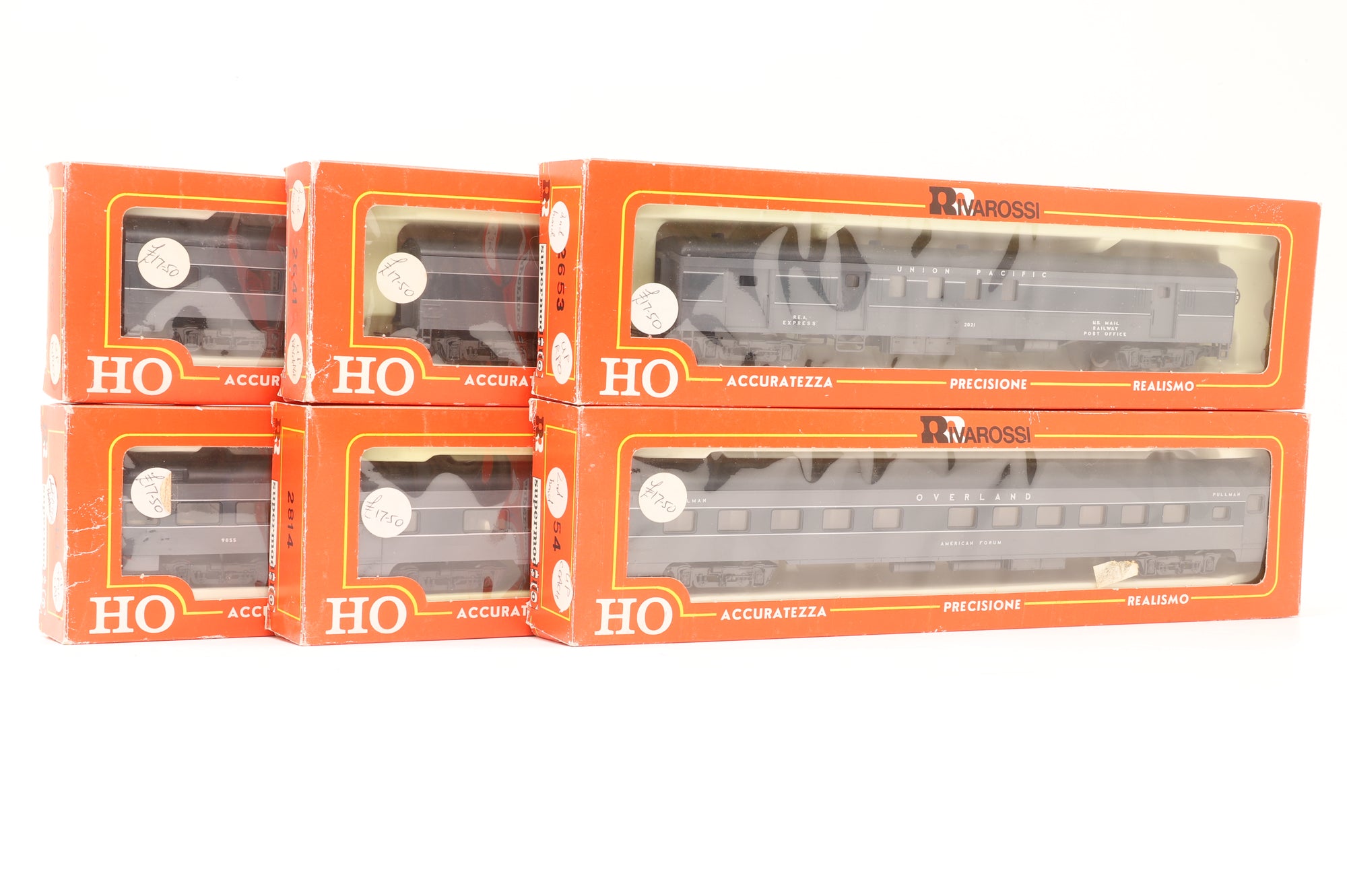 Rivarossi HO Rake of 6x Grey UP Overland Pullman Coaches
