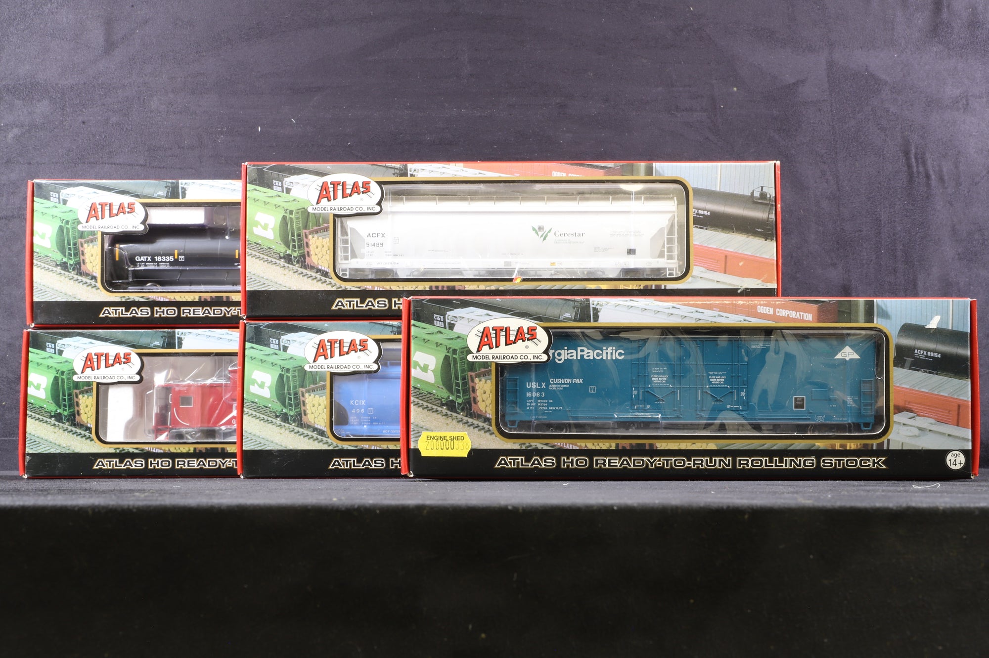 Atlas HO Rake Of 5 Mixed Freight Wagons Inc. 20 00 430, 1915-2, 20 00 338, 1503-1 & 20 000 006