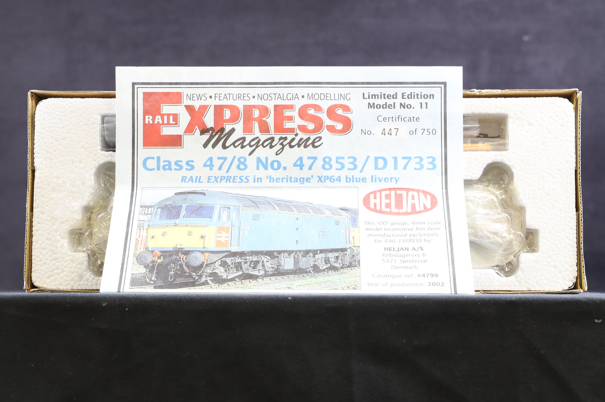 Heljan OO 4699 Class 47 BR XP64 Blue &#39;Rail Express&#39; &#39;47853&#39;, Ltd Ed. 447/750