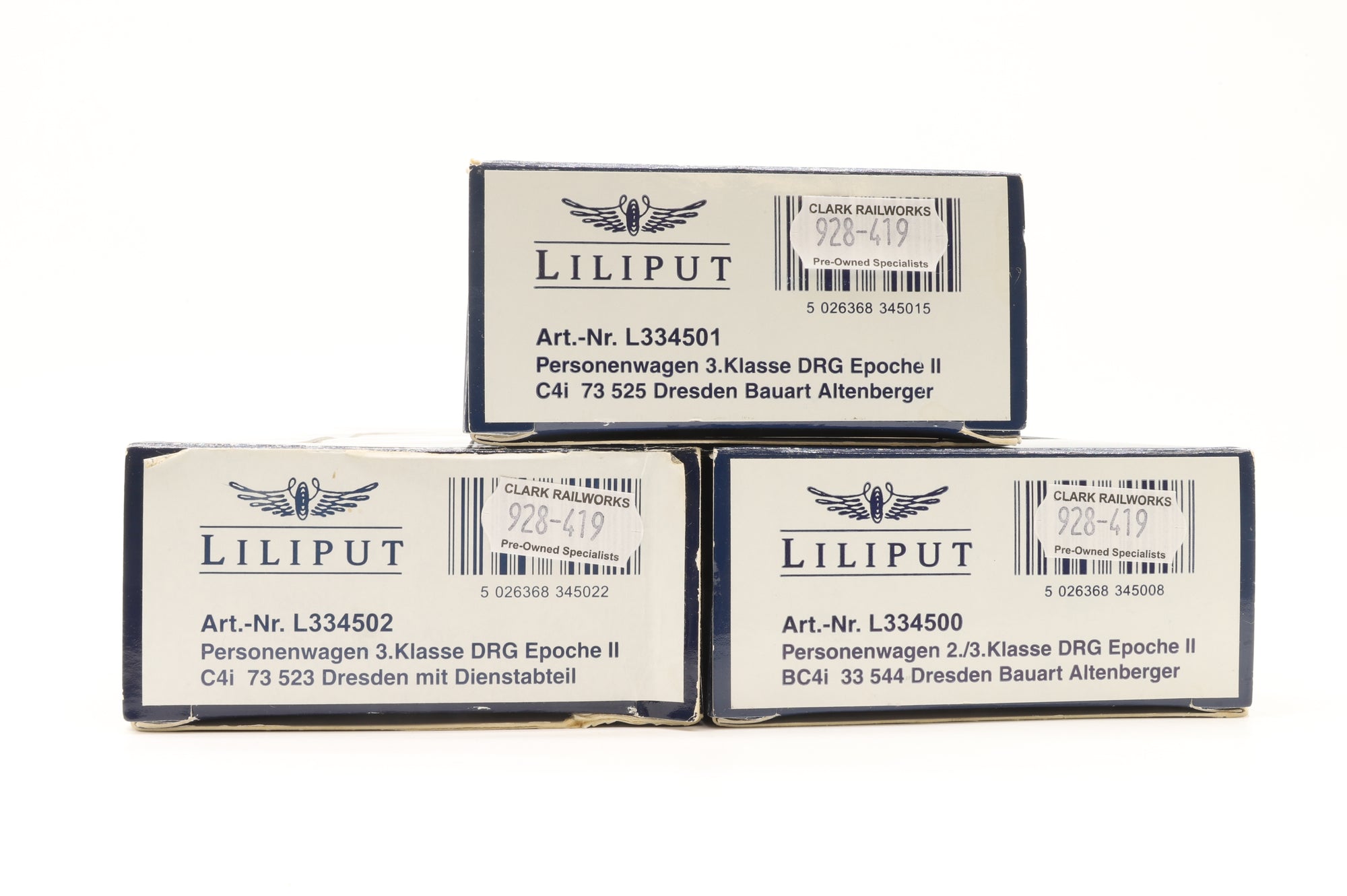 Liliput HO Rake Of 3 DRG Coches Inc. L334500, L334501 & L334502