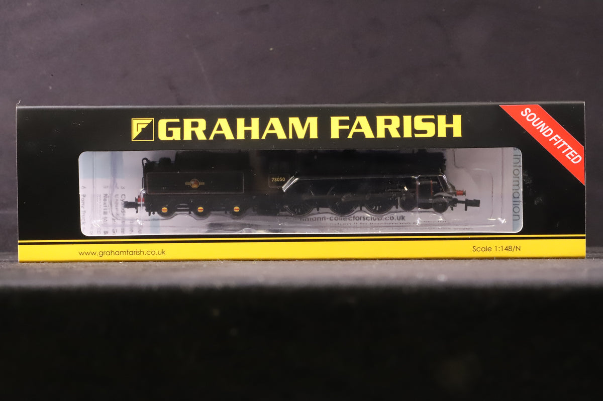 Graham Farish N 372-729SF BR Standard Class 5MT &#39;73050&#39; BR Lined Black L/C DCC Sound