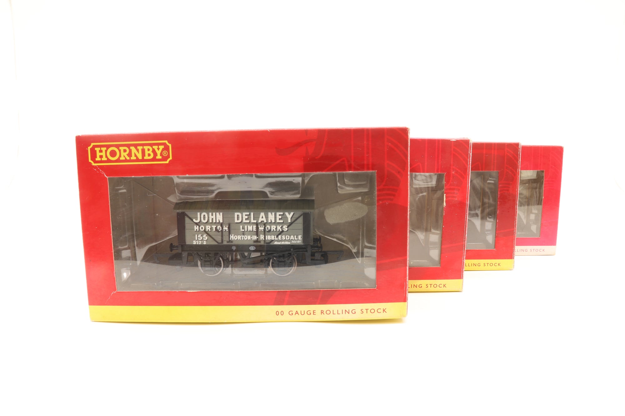 Hornby OO Rake of 4 Lime Wagons 'John Delaney' Inc.R6659
