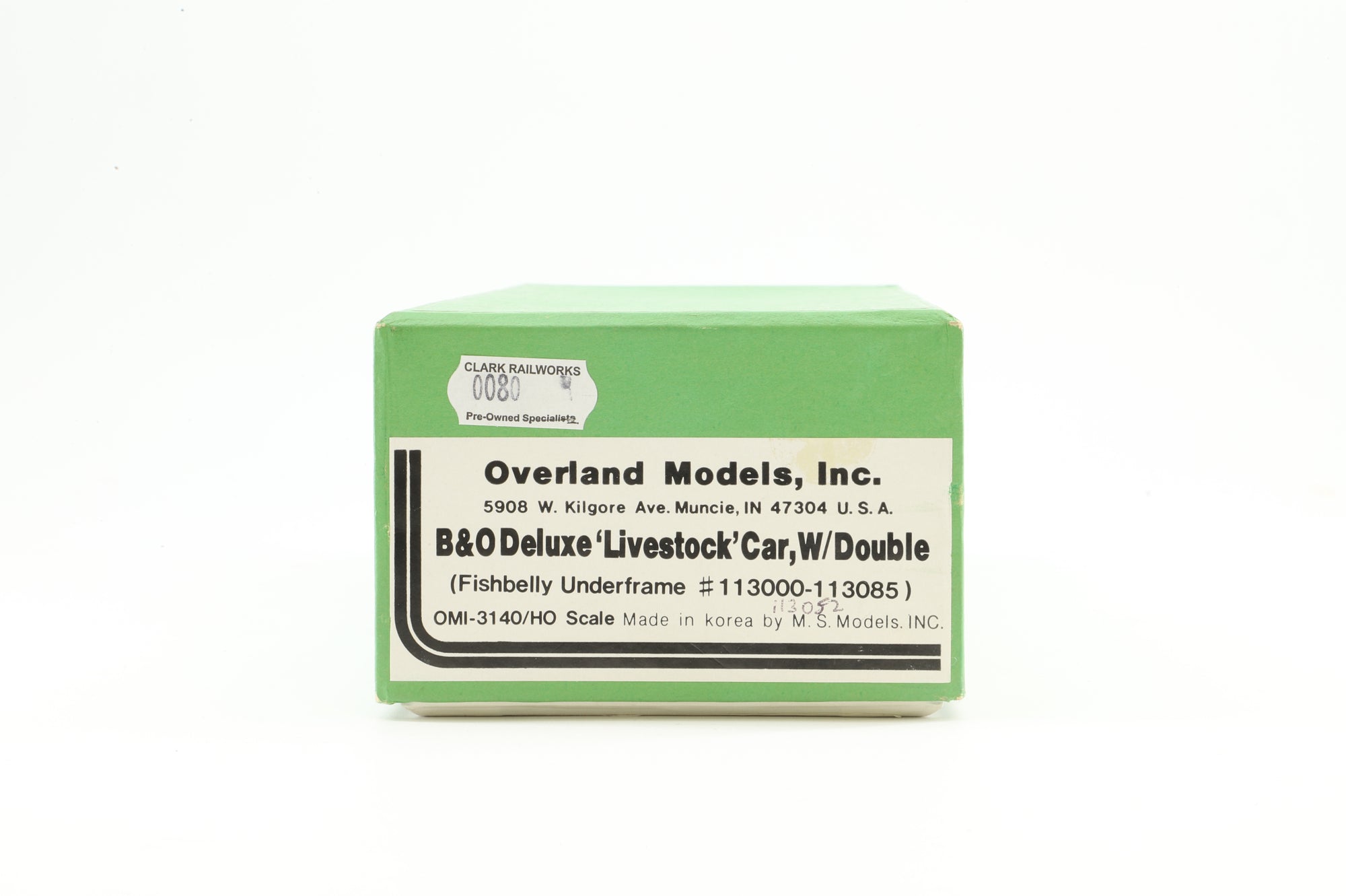 Overland Models HO Brass OMI-3056 Stock Car B&O Class S-1 DeLuxe Cattle '113052'