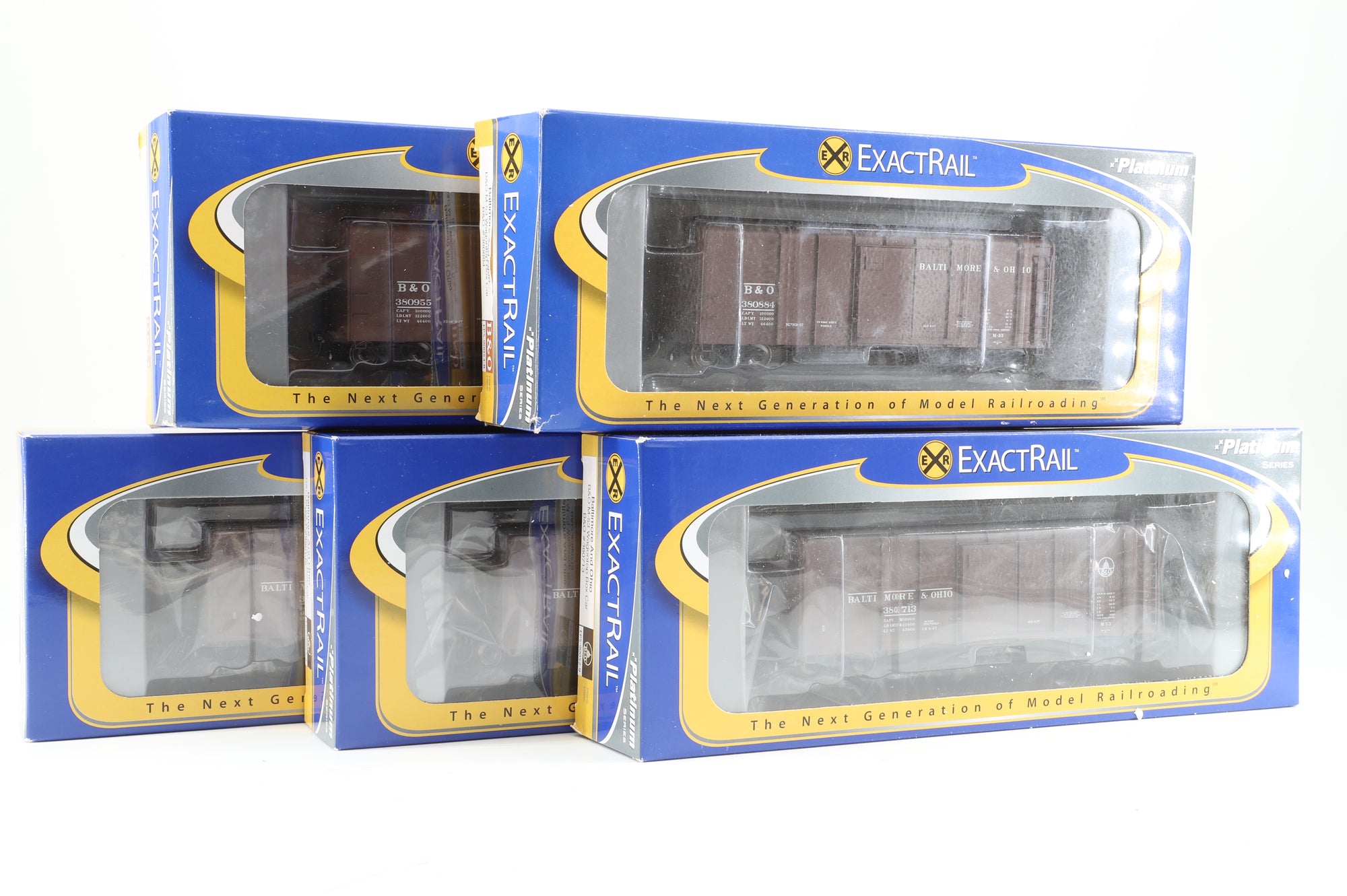 Exact Rail HO Rake Of 5 B&O M-53 Wagontop Box Cars Inc. EPS-90052-7, -11, -9, -8 & -9