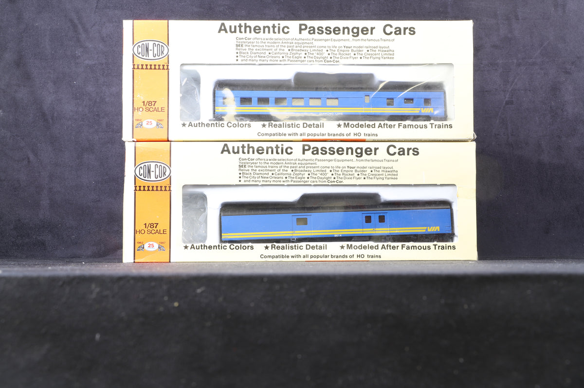 Con-Cor HO Rake of 8 72Ft VIA Rail Canada Coaches, Inc. #0001-000932, 52, 72, 92, 1012, 1032 &amp; 2 x 0912