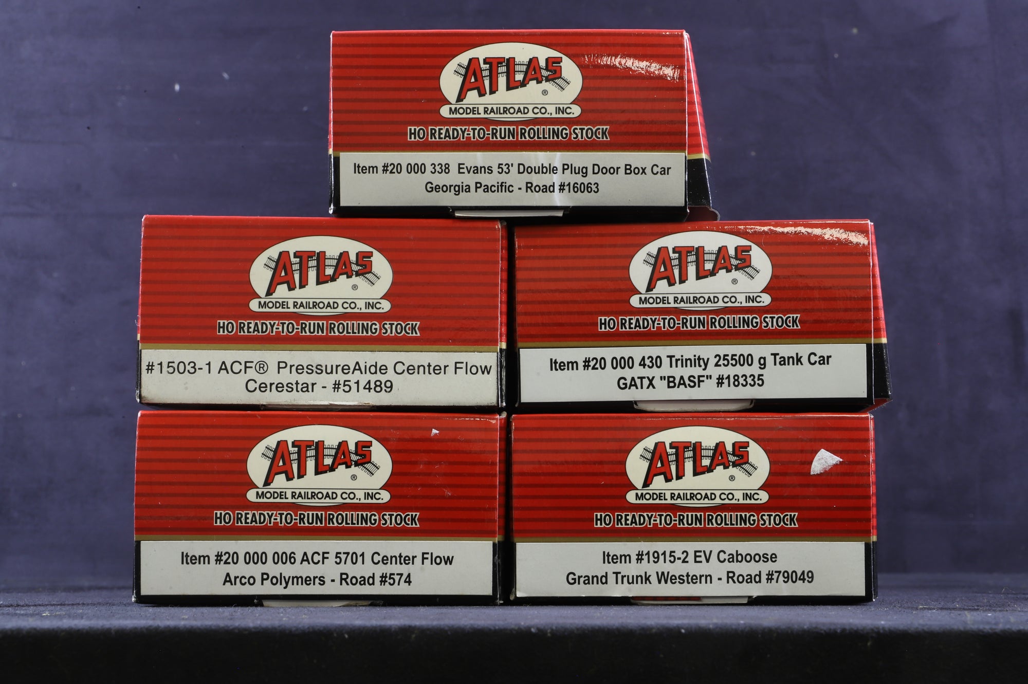 Atlas HO Rake Of 5 Mixed Freight Wagons Inc. 20 00 430, 1915-2, 20 00 338, 1503-1 & 20 000 006