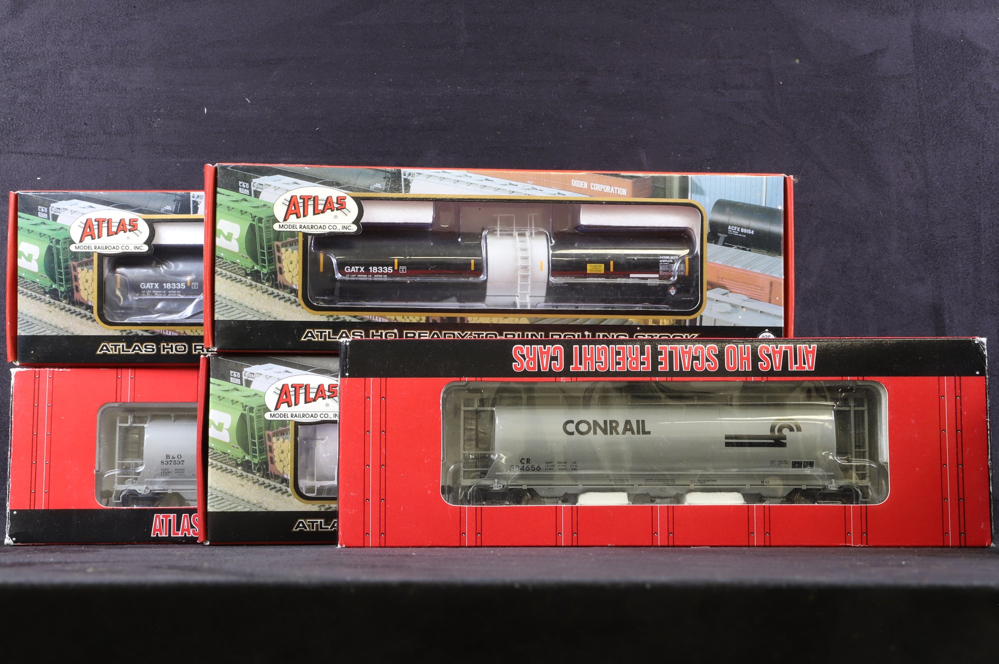 Atlas HO Rake Of 5 Mixed Freight Wagons Inc. 1623-3, 1931-02, 1933-01, 20 00430x2