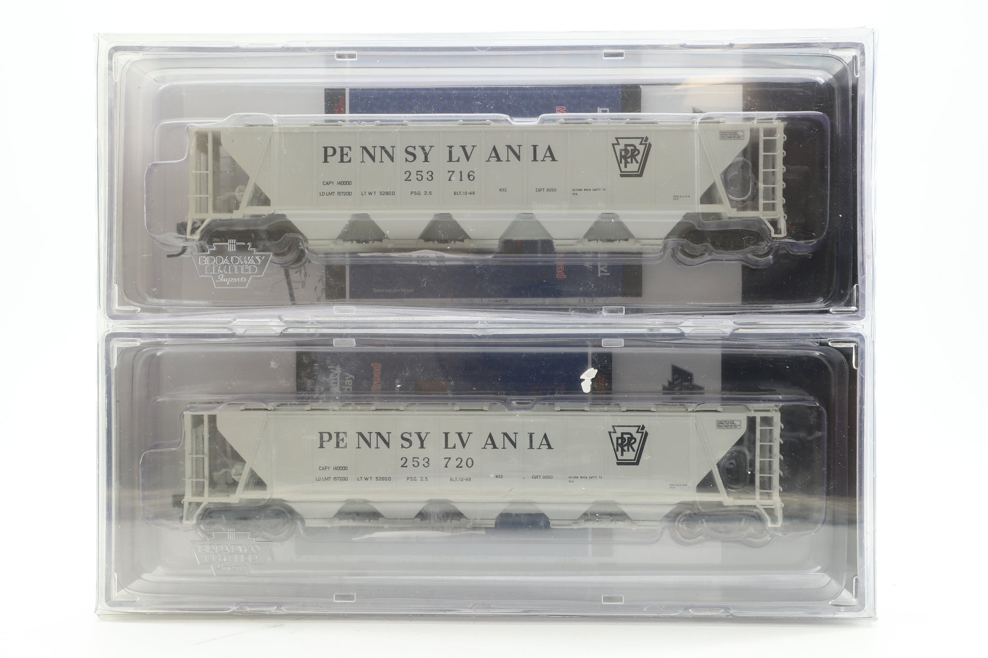 Broadway Limited HO 1882 Pack Of 4 H32 Covered Hopper PRR Shadow Keystone Wagons