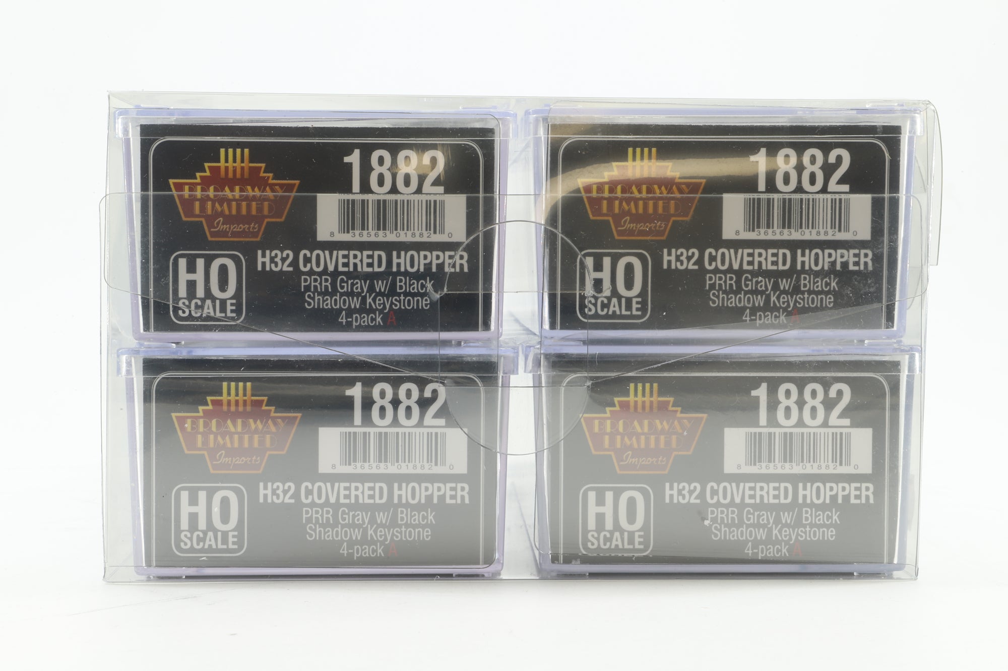 Broadway Limited HO 1882 Pack Of 4 H32 Covered Hopper PRR Shadow Keystone Wagons