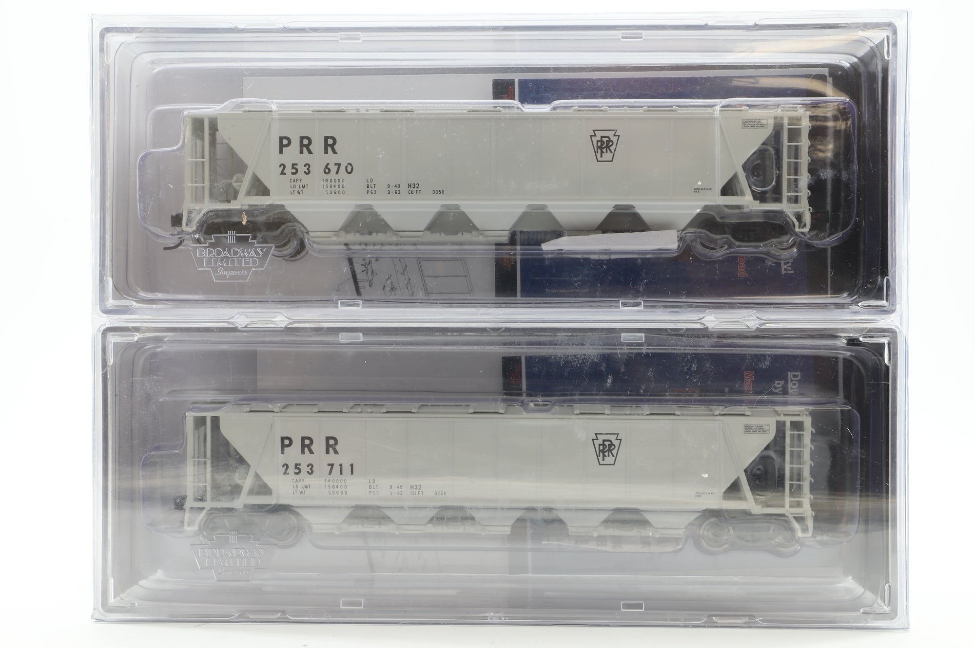 Broadway Limited HO 1884 Pack Of 4 H32 Covered Hopper PRR Black Keystone Wagons