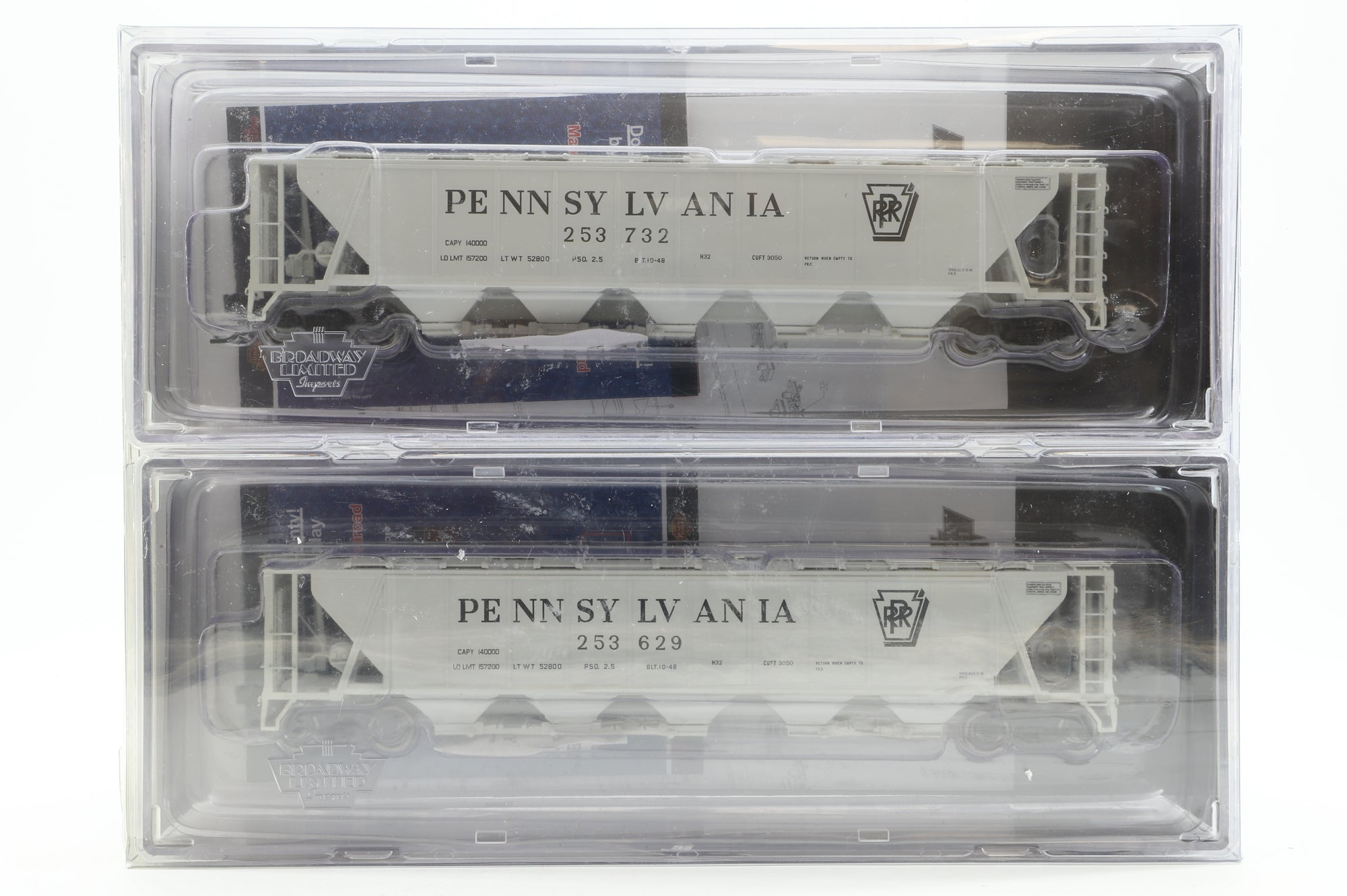 Broadway Limited HO 1883 Pack Of 4 H32 Covered Hopper PRR Shadow Keystone Wagons