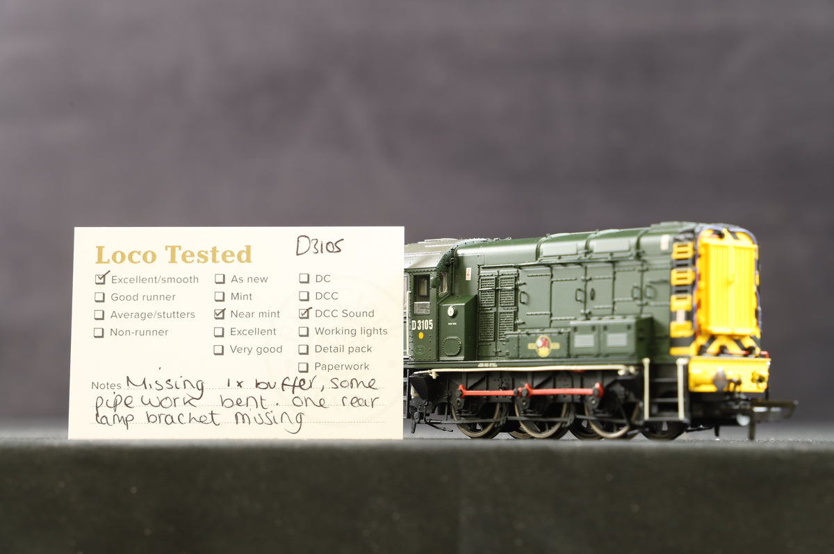 Hornby OO Class 08 Shunter &#39;D3105&#39; Late BR Green w/Wasp Stripes, DCC Sound