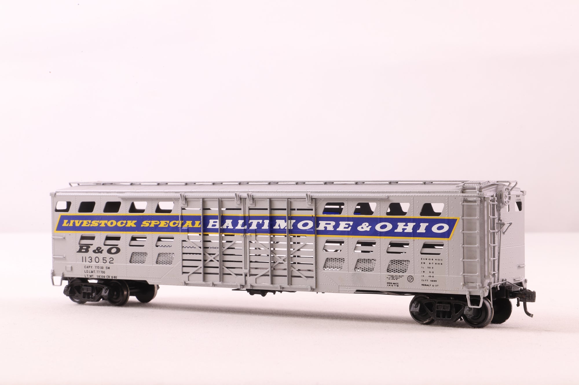 Overland Models HO Brass OMI-3056 B&O Cattle Car '113052'