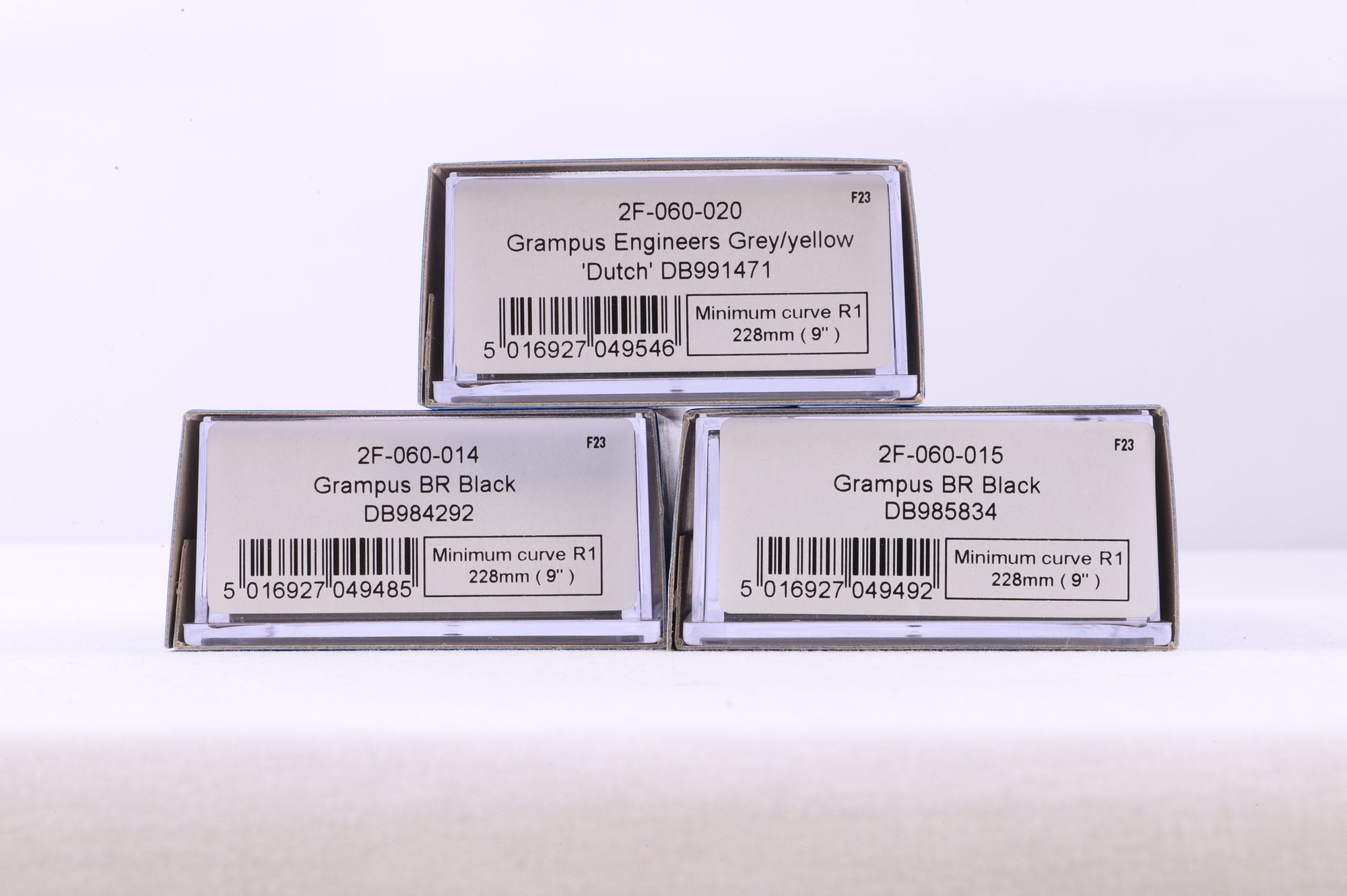 Dapol N Rake Of 3 Grampus Wagons Engineers Grey/ Yellow & BR Black Inc. 2F-060-020, 2F-060-014 & 2F-060-015